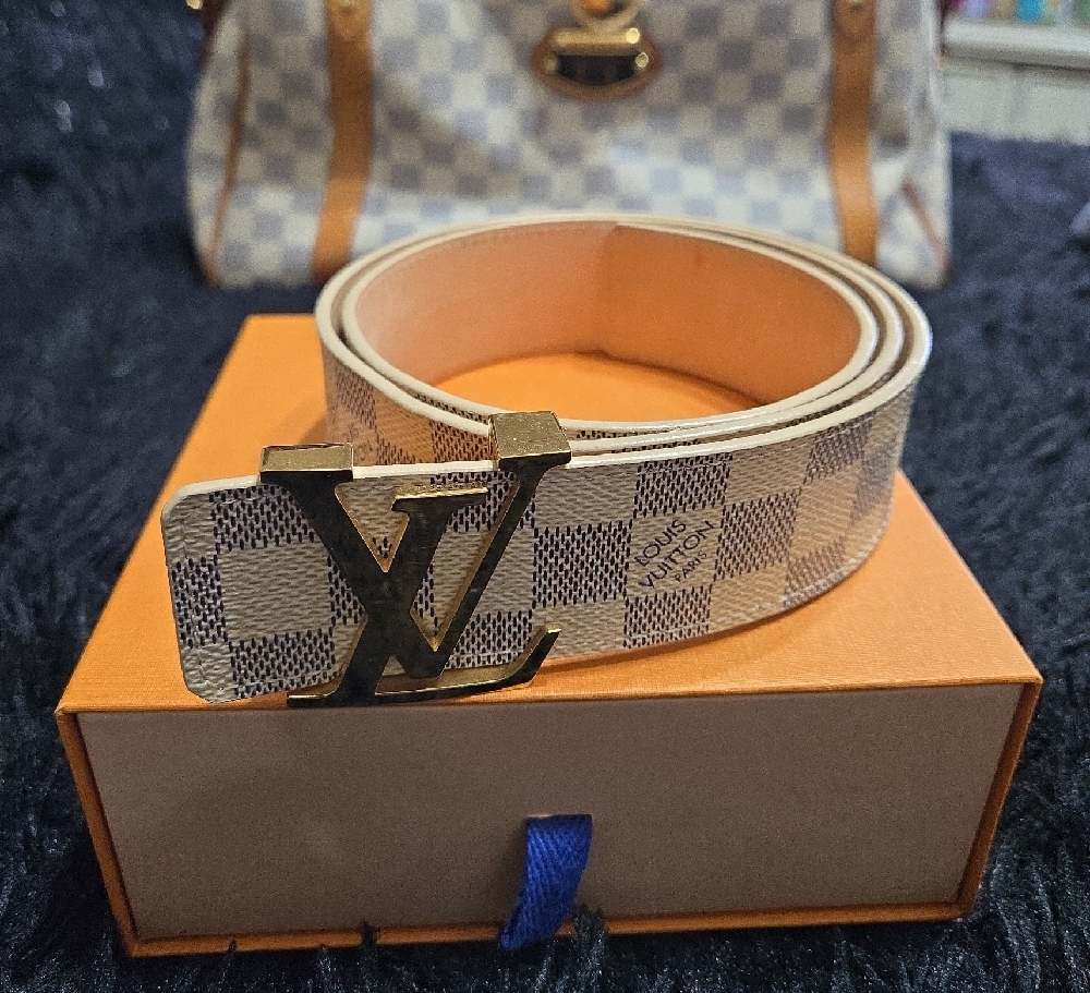 Louis Vuitton White and Gold Men's Belt